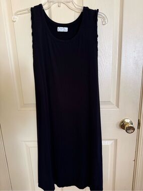 Black Sleeveless Women's Bathing Suit Coverup-Lightweight Tank Style